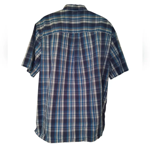 King Size Plaid Short Sleeve Button Down Shirt sz XL‎ - Picture 2 of 8